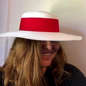 Sun Hat Wide Brim Sunhat with Red Bow
